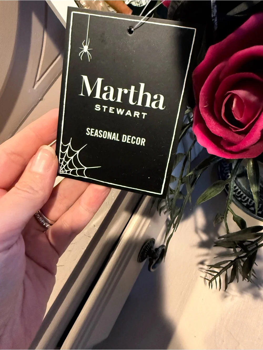 Martha Stewart 19’ Skull In Bird Cage with Dark Red Roses New With Tags
